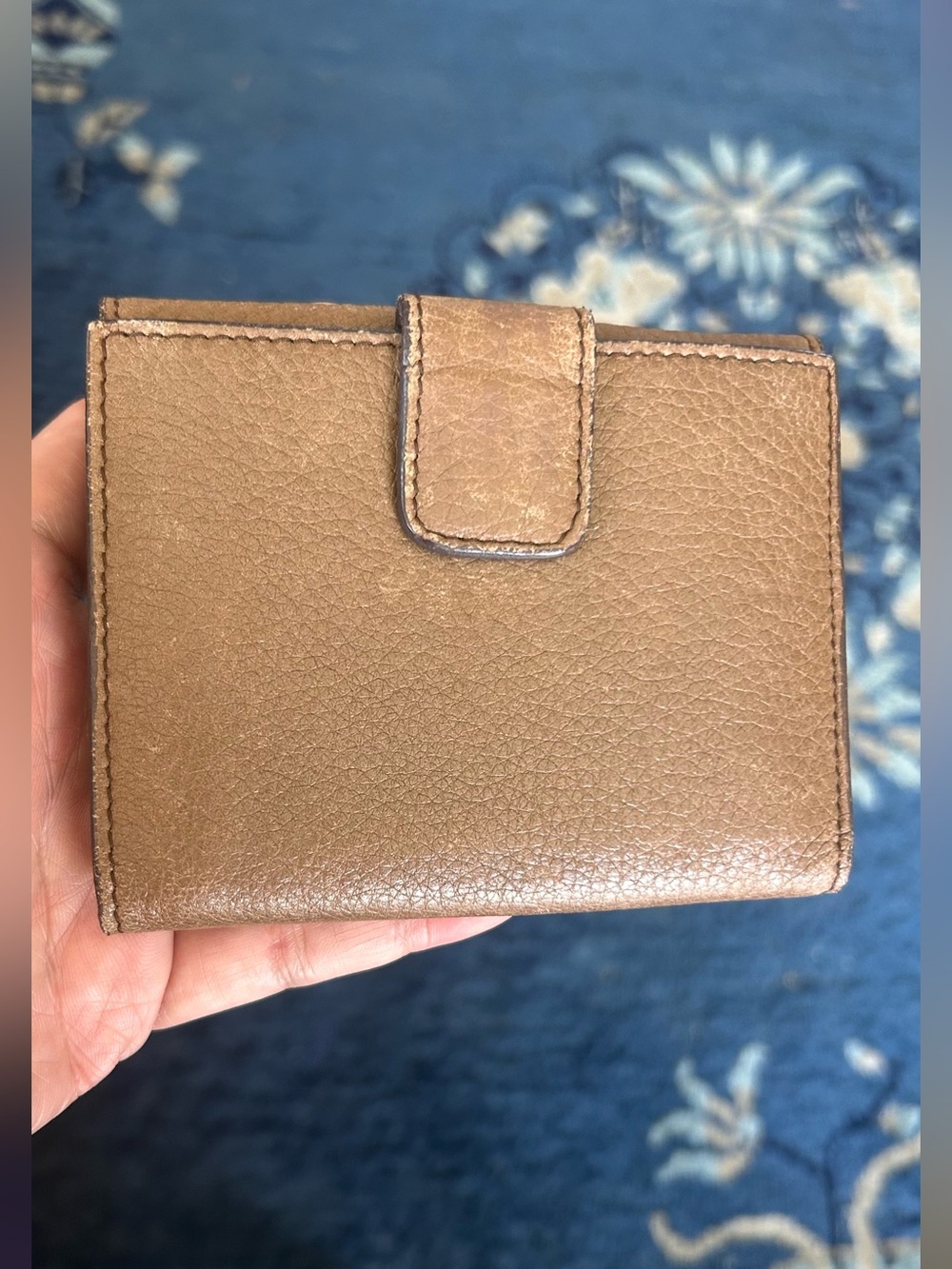 Prada Soft Leather Bifold Compact brown Wallet with Gold Logo - Picture 2 of 8